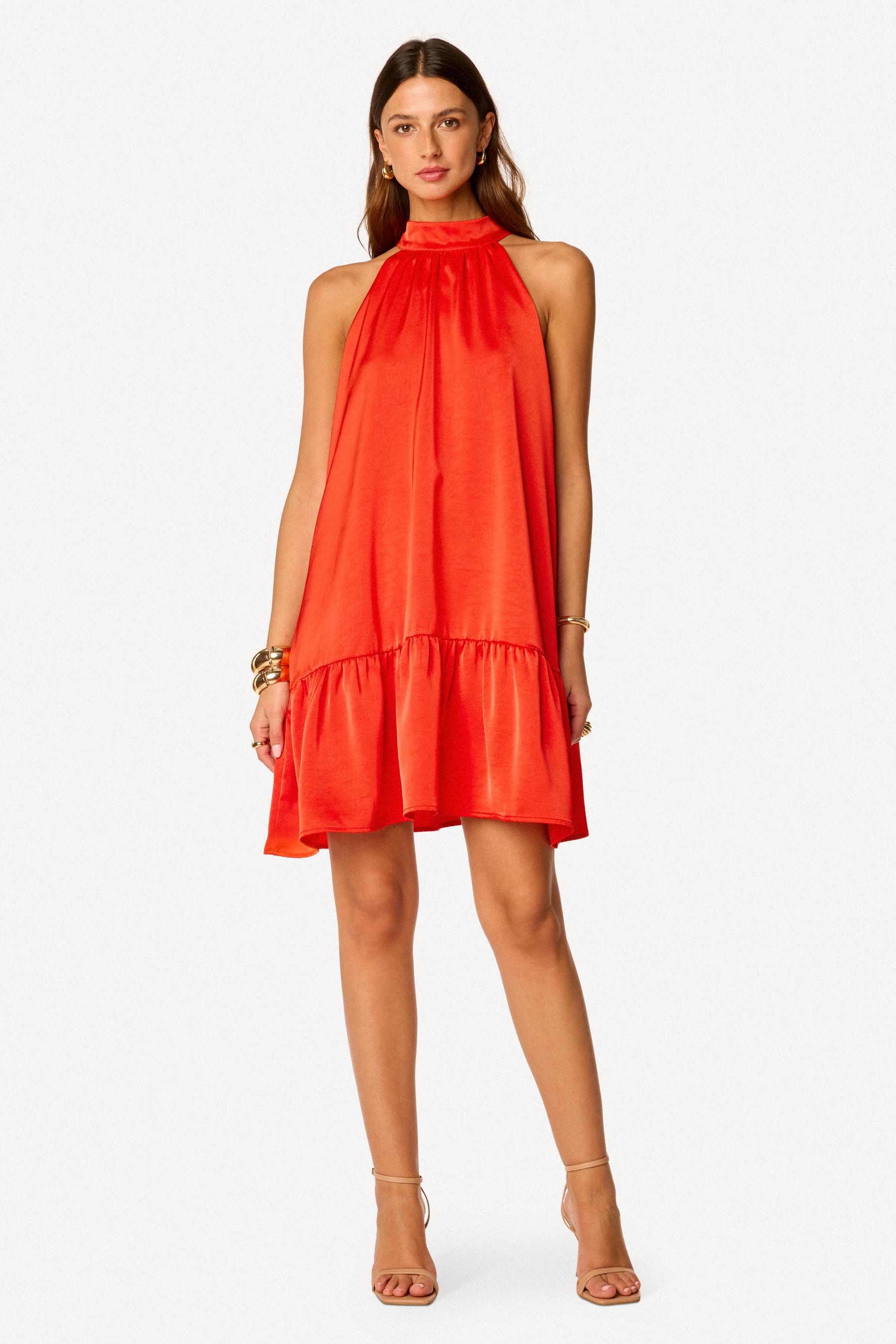 Robe unie sans manches Corail - Axara Paris