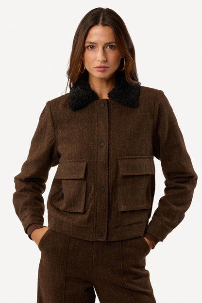 Blouson en tweed Marron - Axara Paris