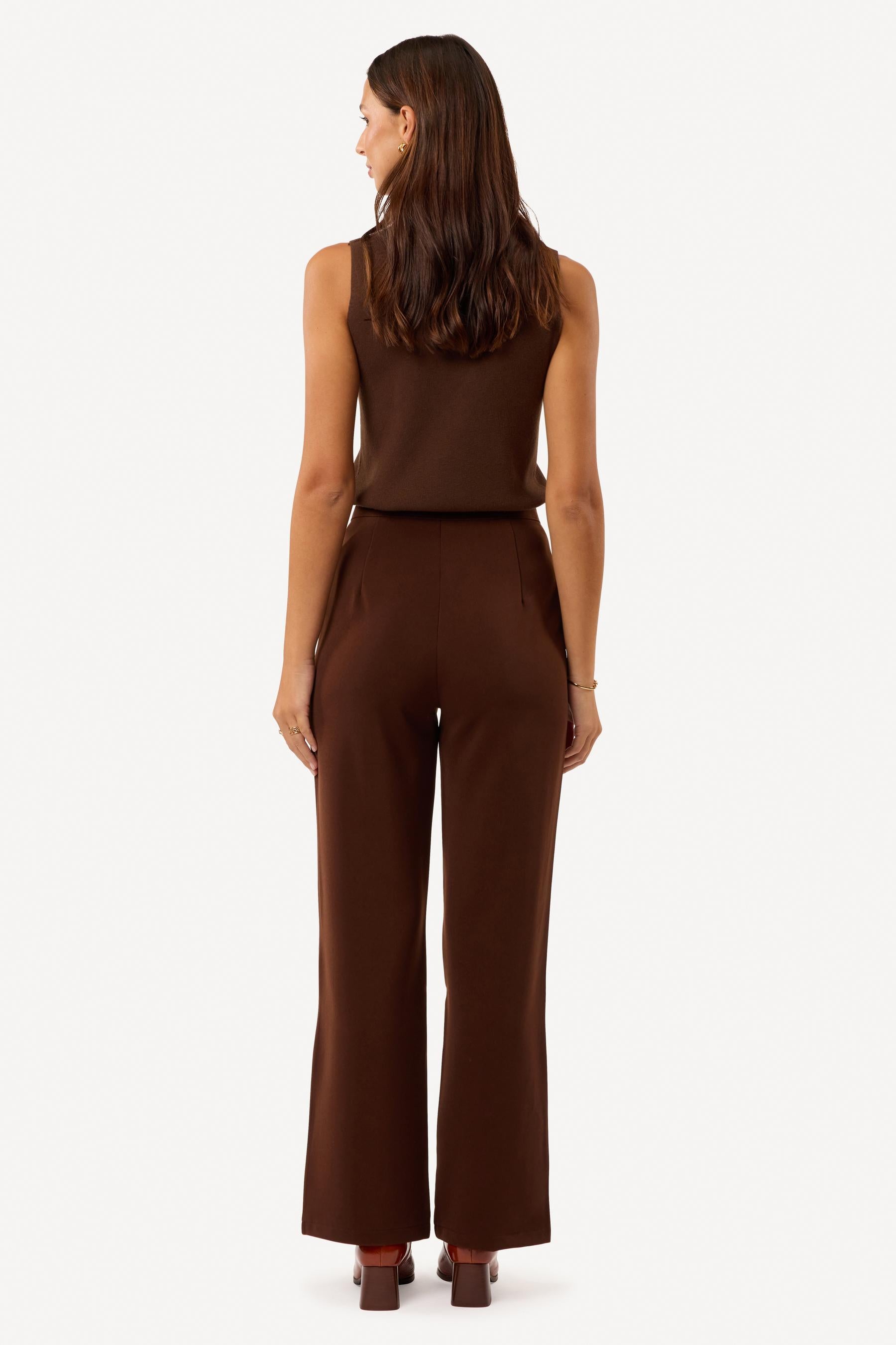 Pantalon large uni Marron - Axara Paris