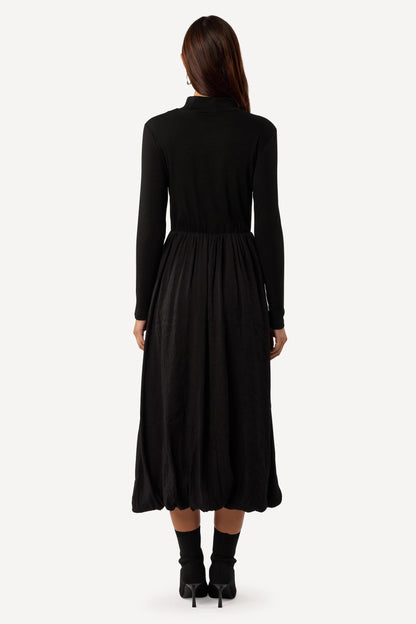 Robe midi unie Noir - Axara Paris